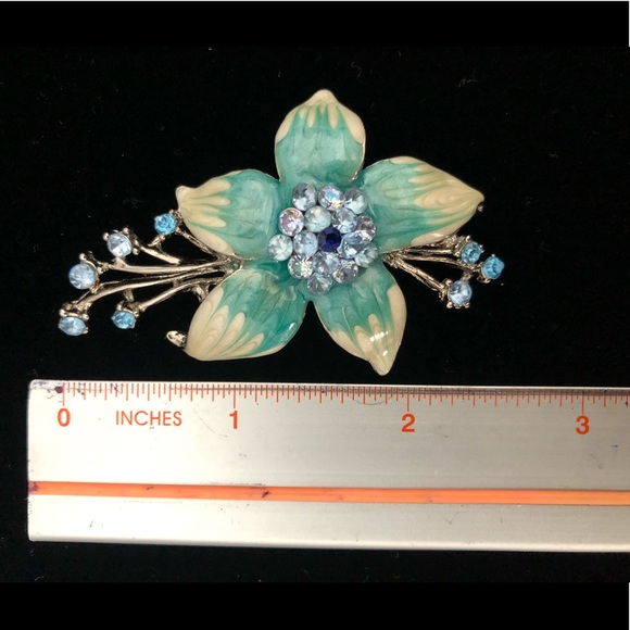 Crystal Sequins Rhinestones Brooch Enamel Flower Crystal Bloom Shiny Romantic - Picture 6 of 14